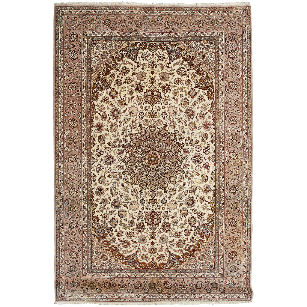 Appraisal: ISFAHAN RUG CENTRAL PERSIA MODERN the cream field with puce