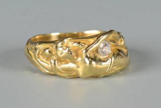 Appraisal: K Art Nouveau Female Nude Ring K yellow gold Art