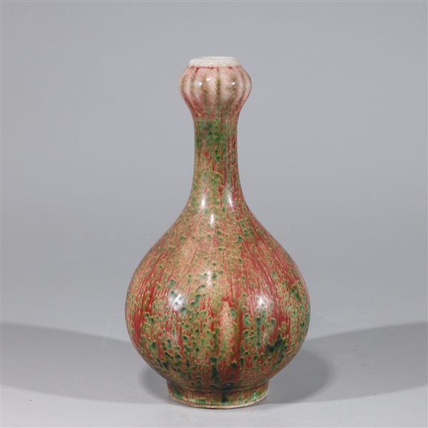 Appraisal: Chinese peach bloom garlic mouth vase with six-character Guangxu mark