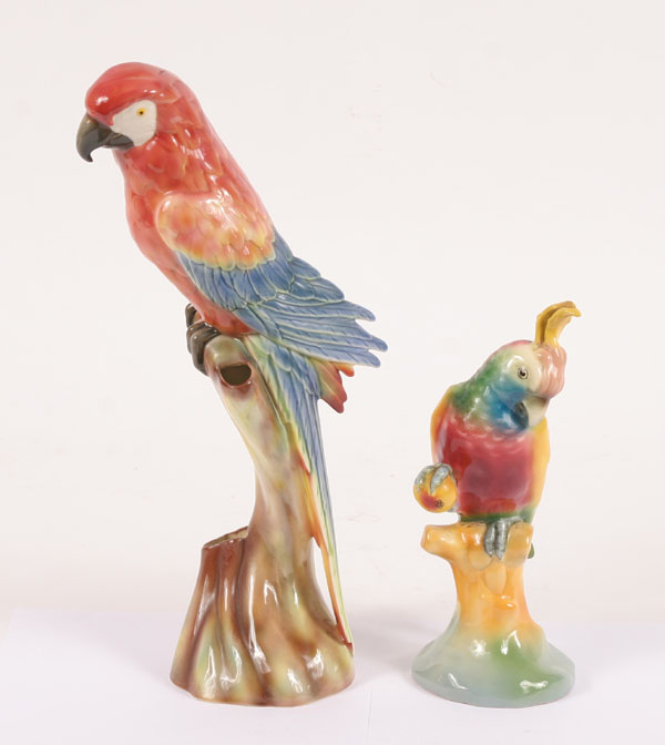 Appraisal: Lot of two porcelain birds a Will-George parrot marked Pasadena