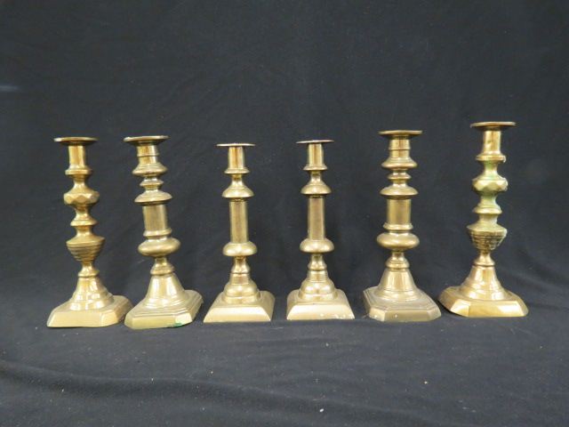 Appraisal: Pair Victorian Brass Push-Up Candlesticks approx