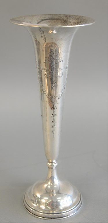 Appraisal: Gorham sterling silver trumpet form vase ht in Gorham sterling