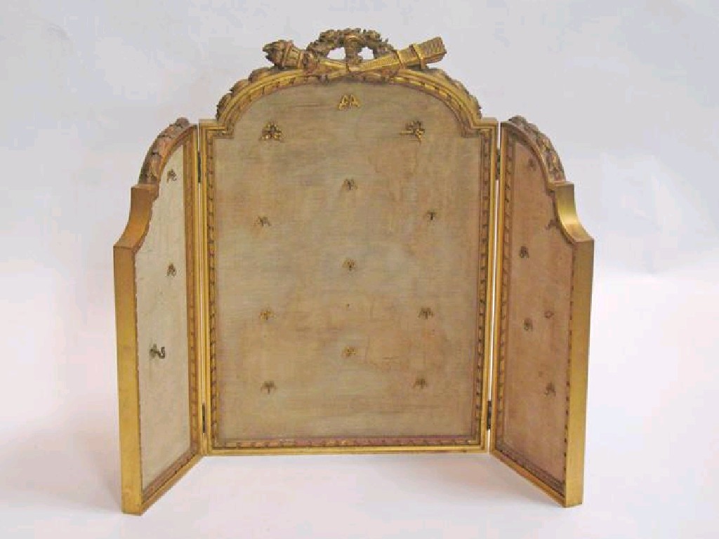 Appraisal: A THREE FOLD GILTWOOD MINIATURE DISPLAY STAND in the Louis