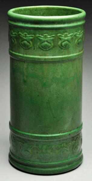 Appraisal: Weller Arts Crafts Matte Green Umbrella Stand Description Raised decorated