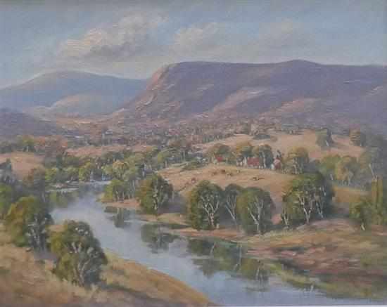 Appraisal: JENNY DAWES RIVER SCENE OIL ON CANVAS