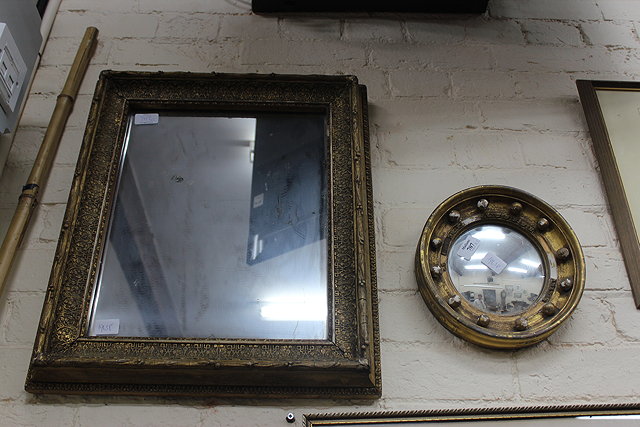 Appraisal: A RECTANGULAR GILT FRAMED WALL MIRROR cm x cm together