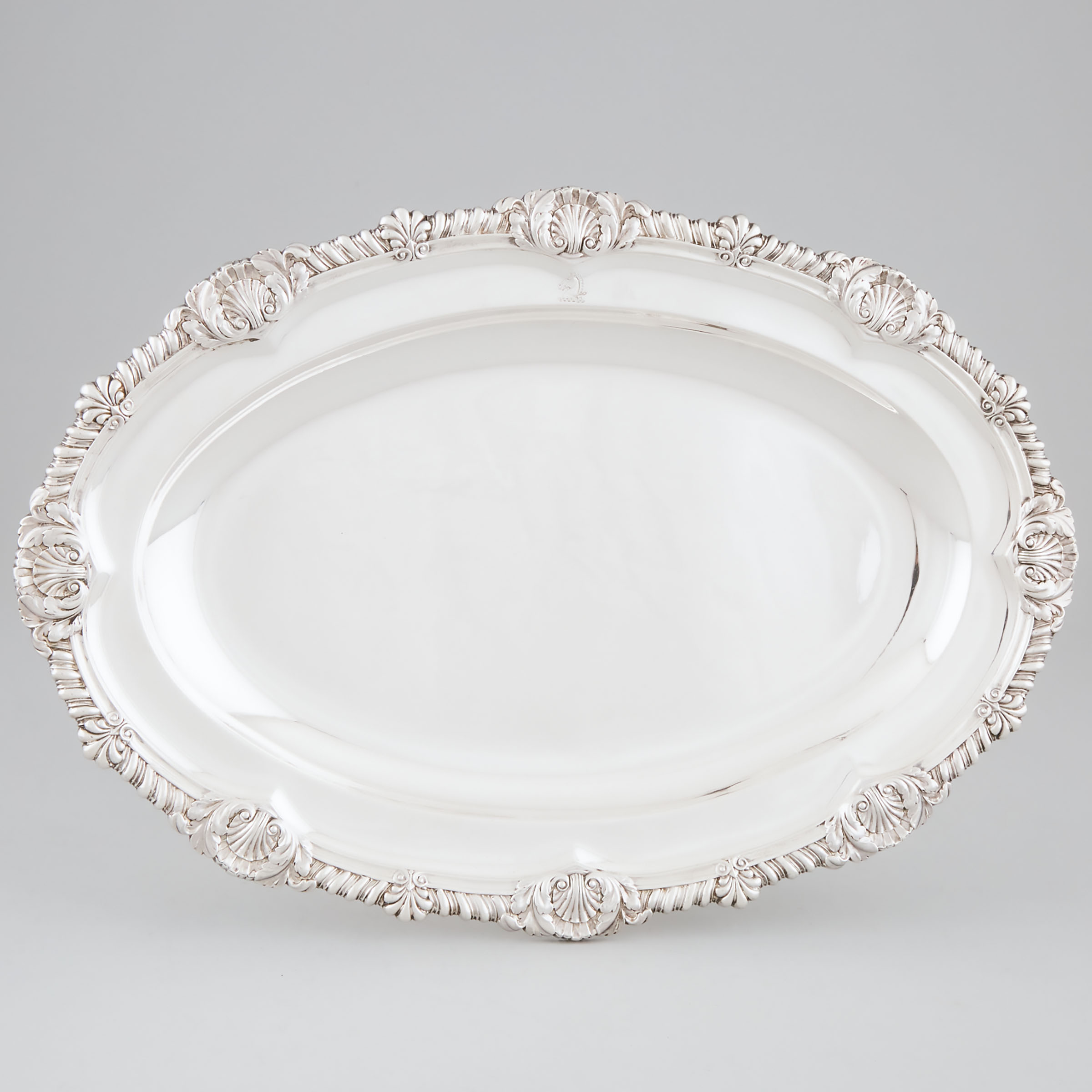 Appraisal: George IV Silver Shaped Oval Platter John Bridge London length