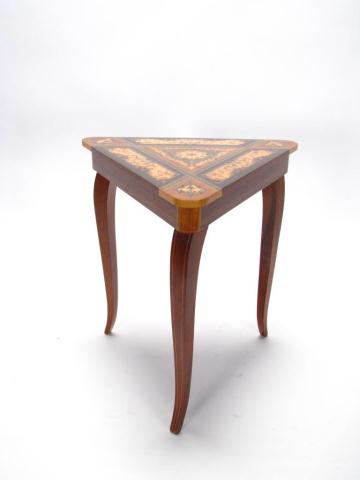 Appraisal: Reproduction music-box table triangle form on legs plays ''Funiculi Funicula''