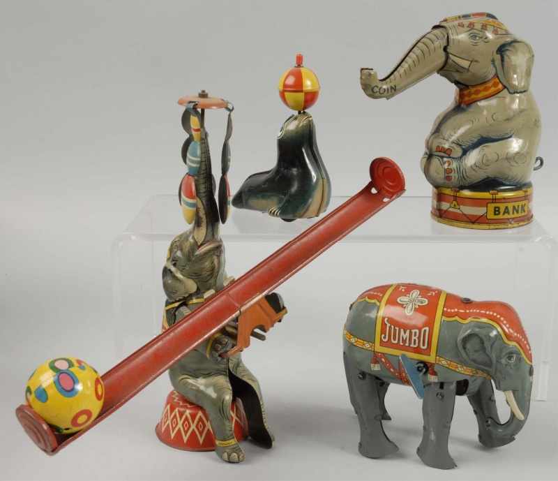 Appraisal: Lot of Tin Litho Animal Toys Description American and German