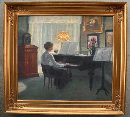 Appraisal: KLIIM Lars Denmark th C Piano Recital OIL C ''