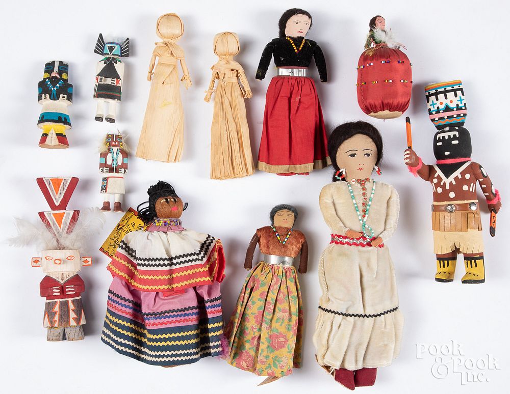 Appraisal: Group of Kachina and Native American Indian dolls Group of