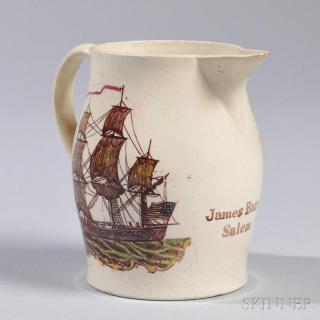 Appraisal: Small Polychrome Transfer-decorated Liverpool Pottery Creamware Pitcher England early th