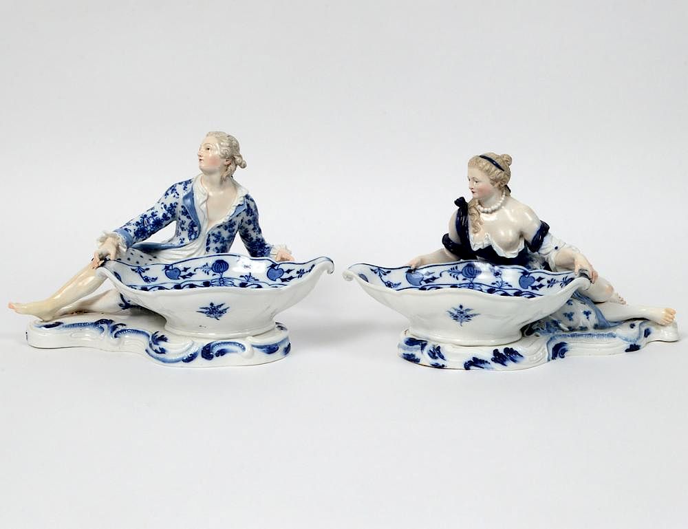 Appraisal: PAIR OF MEISSEN PORCELAIN FIGURAL SWEET MEAT DISHES th Century