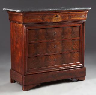 Appraisal: French Louis Philippe Carved Mahogany Marble Top C French Louis