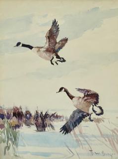 Appraisal: Frank W Benson - Rising Canada Geese signed and dated