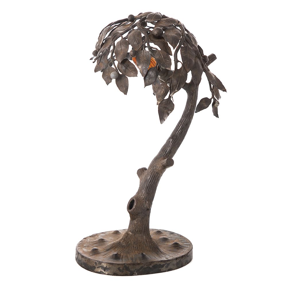 Appraisal: Patinated Metal Tree Table Lamp probably s single socket lamp