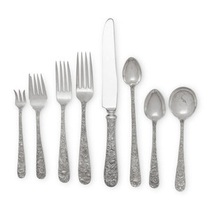 Appraisal: A Large S Kirk and Son Repousse Silver Flatware Service