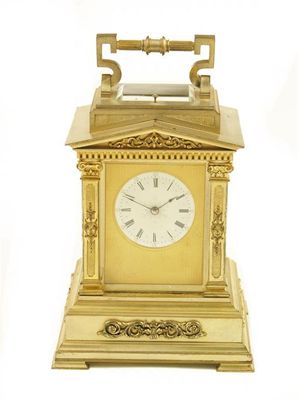 Appraisal: A gilt and silvered carriage clock with repeat the platform