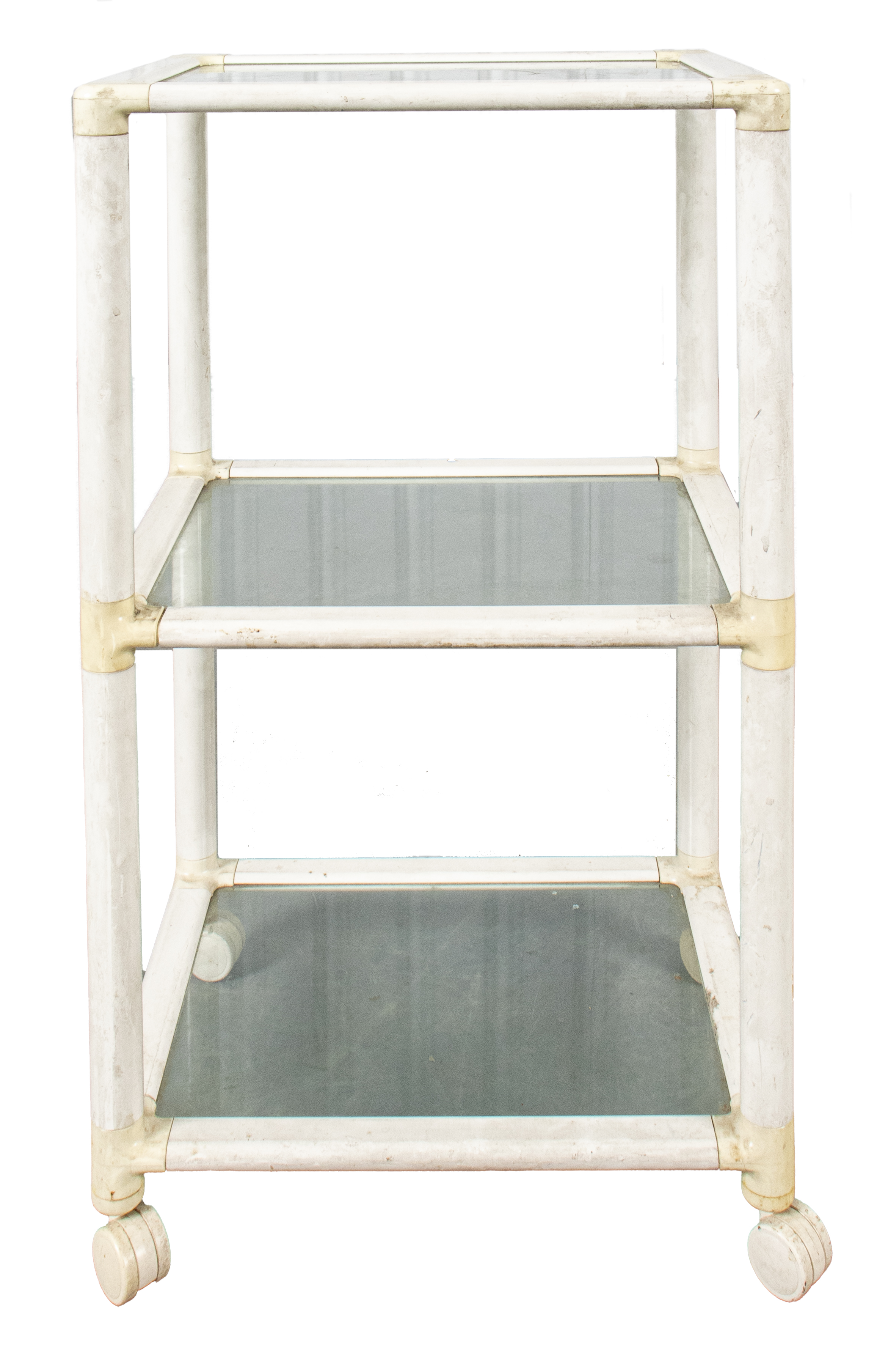 Appraisal: MODERN DIMINUTIVE ETAGERE ON CASTERS Modern diminutive etagere or side