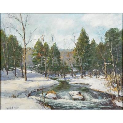 Appraisal: John E Berninger American - Mountain Stream Oil on canvasboard