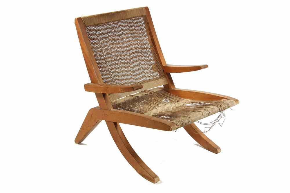 Appraisal: ARMCHAIR - Ca s redwood and sisal twine seat armchair