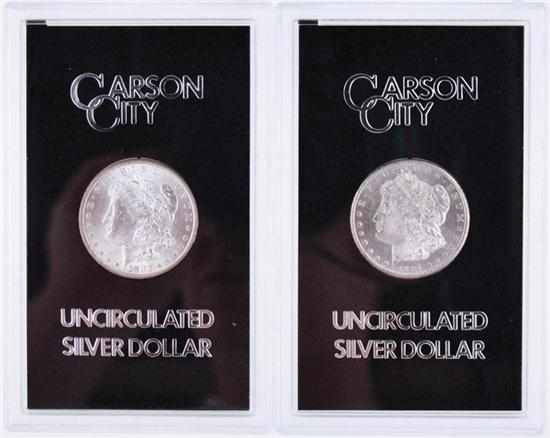 Appraisal: US and Carson City Morgan silver dollars obverse with liberty