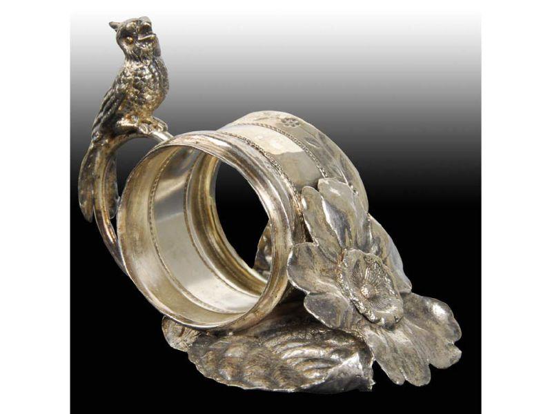 Appraisal: Cockatoo On Leaf Base Figural Napkin Ring Description No manufacturer's