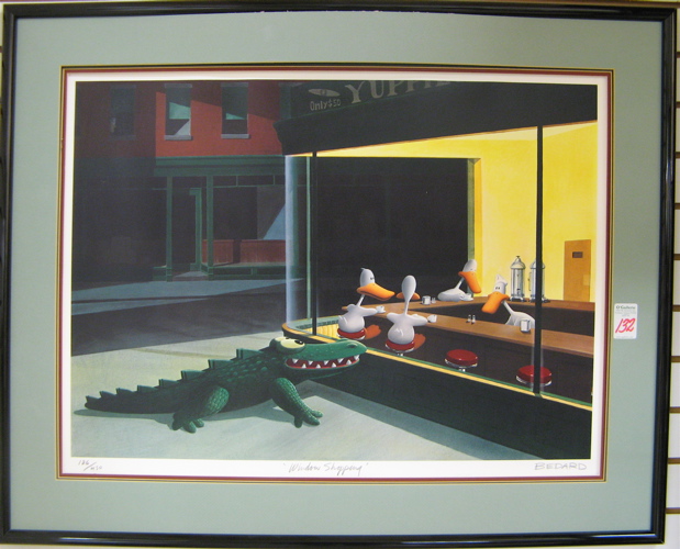 Appraisal: MICHAEL BEDARD color lithograph Window Shopping American born in by