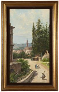 Appraisal: Antonietta Brandeis Italian rural street scene with figures signed with