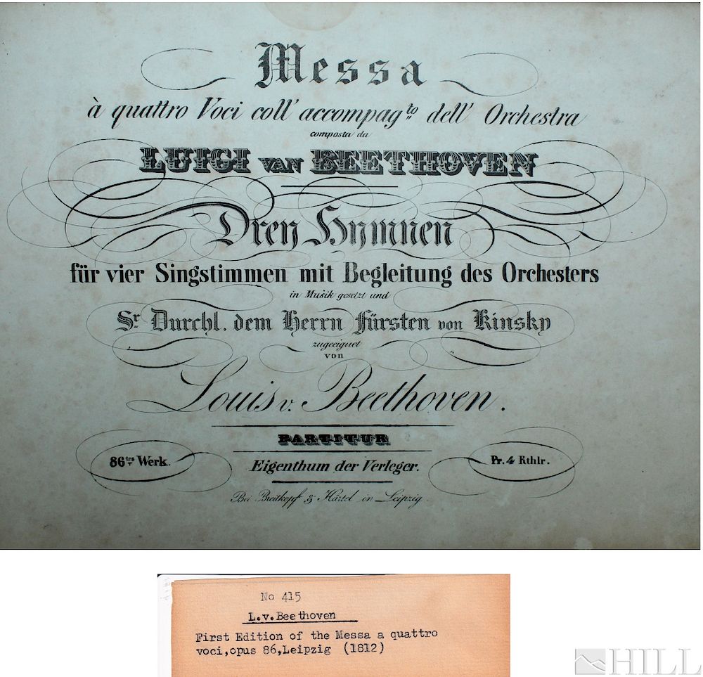 Appraisal: Ludwig van Beethoven st Ed Mass C Major Opus Ludvig