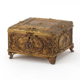 Appraisal: Circa Gilt Bronze Renaissance Revival style High Relief Box Circa