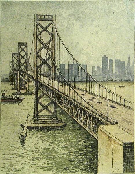 Appraisal: Josef Eidenberger San Francisco Panorama Oakland Bay Bridge n d