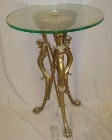 Appraisal: Gilt Metal and Glass Claw Foot End Table Glass has