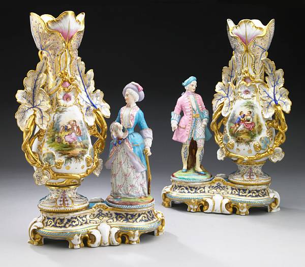 Appraisal: A pair of French porcelain vases third quarter th century