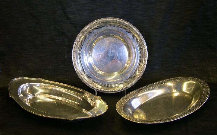 Appraisal: Group of Three Sterling Silver Trays consisting of an elliptical