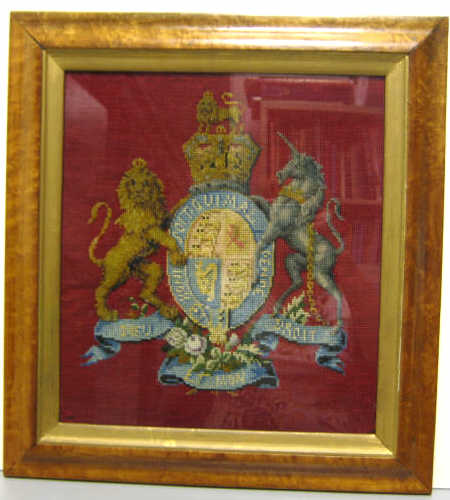 Appraisal: EMBROIDERED UK ROYAL COAT OF ARMS After Hanoverian period with