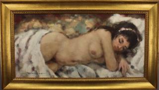 Appraisal: Russian School Signed th C Nude Woman Painting Oil on