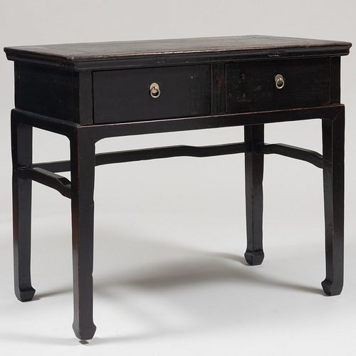 Appraisal: CHINESE BLACK PAINTED ELM WRITING TABLE x x in Property