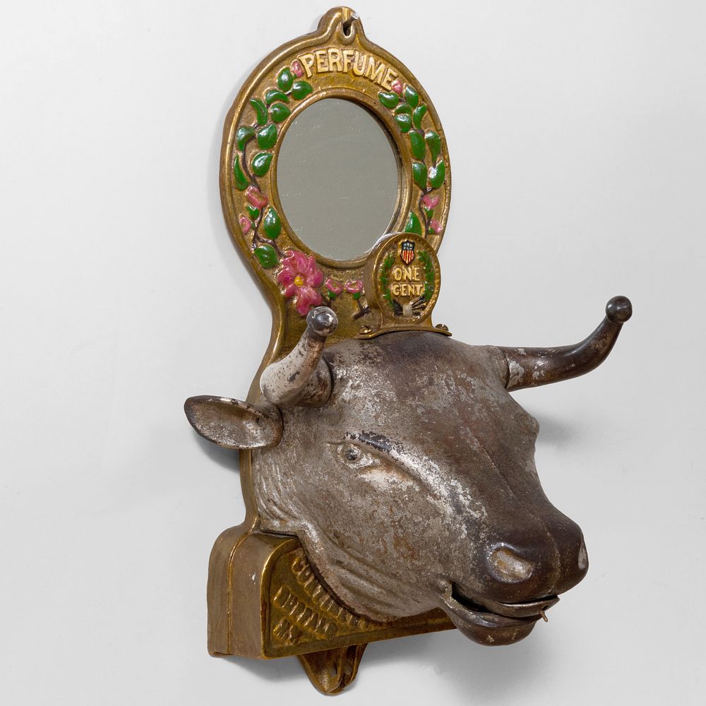 Appraisal: Continental Novelty Co Polychrome Paint-Decorated Cast Iron Bull's Head Perfume