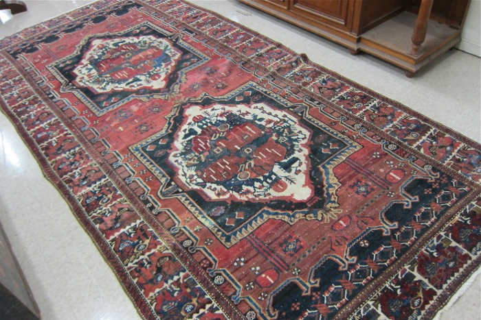 Appraisal: SEMI-ANTIQUE PERSIAN TRIBAL CARPET Hamadan villages region northwestern Iran hand