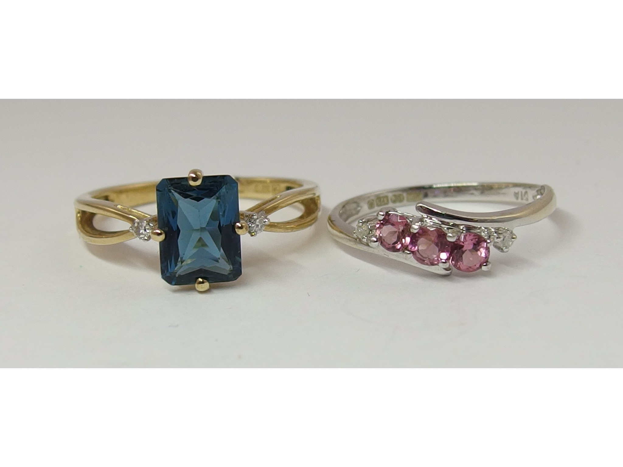 Appraisal: Lot comprising of two ct gold dress rings one with