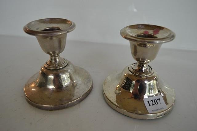 Appraisal: A PAIR OF SMALL STERLING SILVER CANDLEHOLDERS