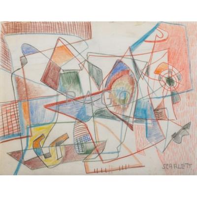 Appraisal: ROLPH SCARLETT American - Untitled colored pencil drawing Signed x