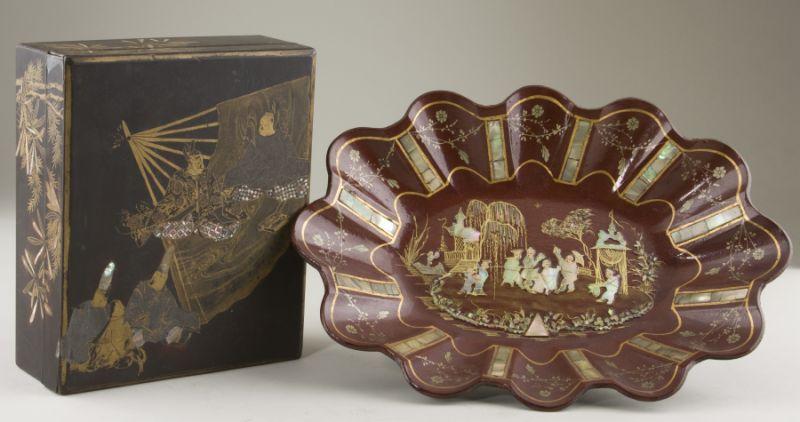 Appraisal: Two Pieces of Lacquerware th century the first a shaped