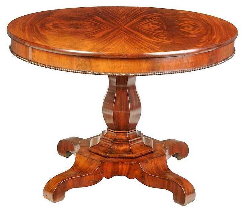 Appraisal: Classical Figured Mahogany Center Table probably Continental th century highly