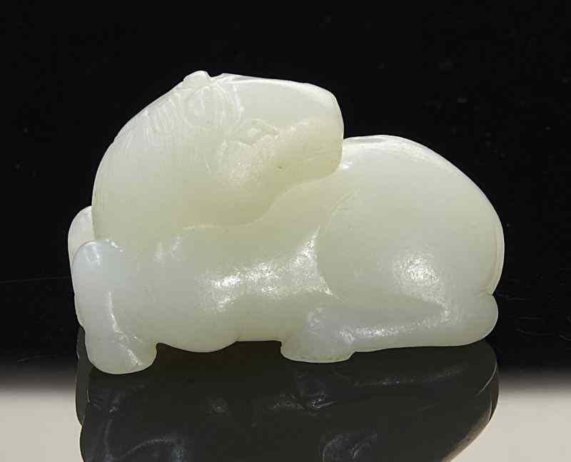 Appraisal: Chinese Qing carved white jade horse ''H x ''W Circa