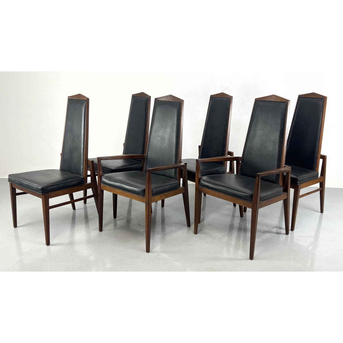 Appraisal: Set Modernist Dining Chairs Tall Backs with unique design details