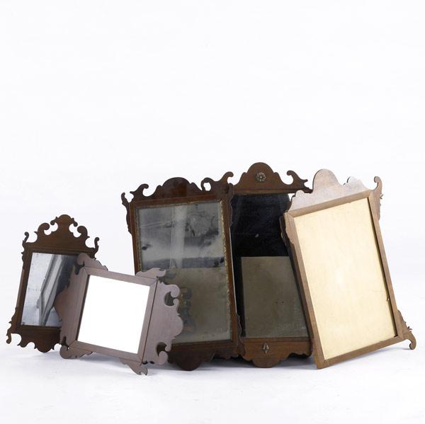 Appraisal: FIVE ENGLISH CHIPPENDALE MIRRORS All th C Largest x