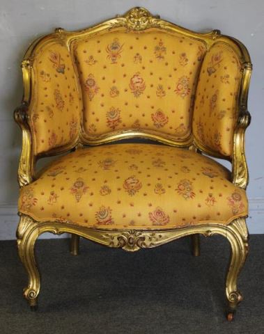 Appraisal: Carved and Giltwood Upholstered Armchair From a Mamaroneck NY estate