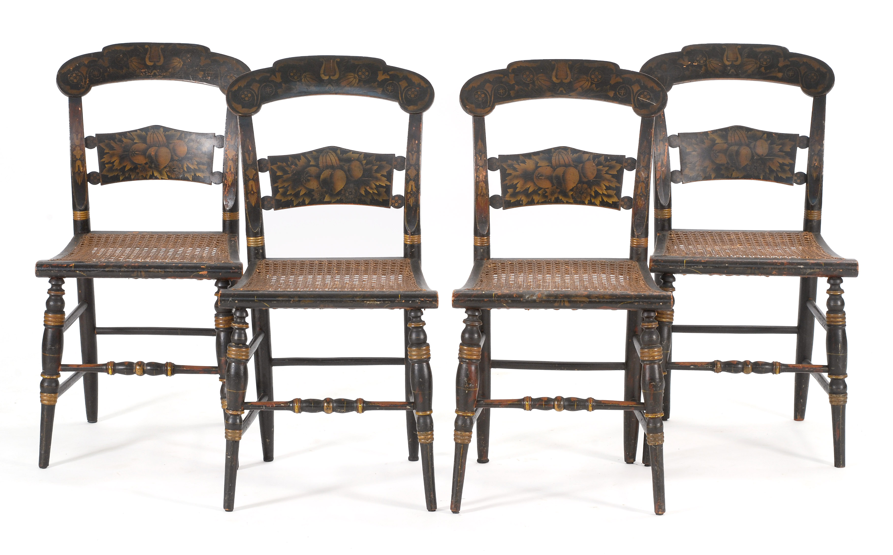 Appraisal: SET OF FOUR ANTIQUE AMERICAN SHERATON SIDE CHAIRS Probably Connecticut